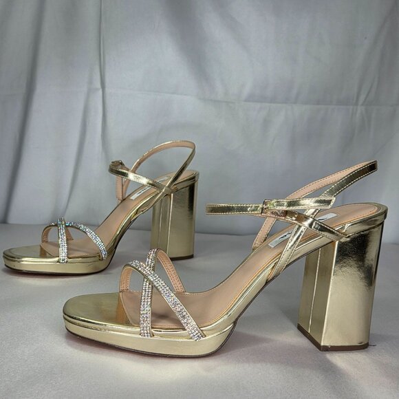 Nina Women's Steven Rhinestones Block Heel Platform Sandals - Picture 1 of 10